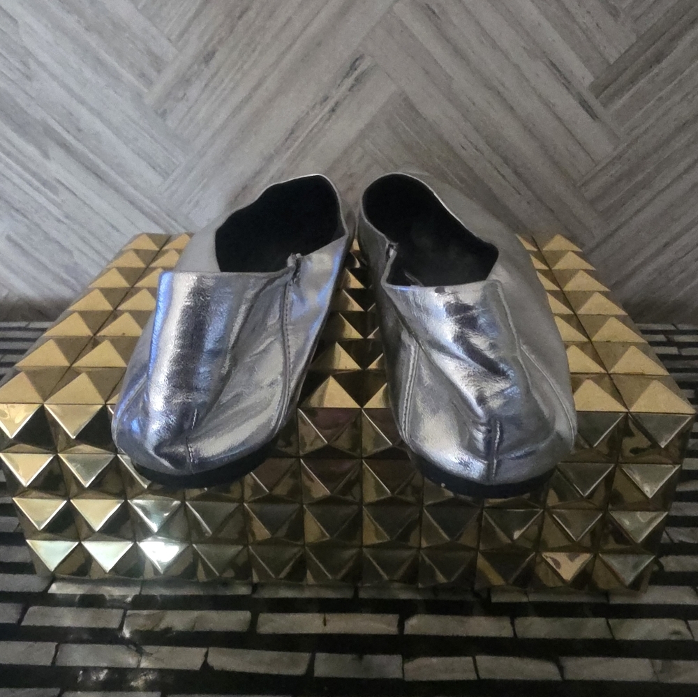 ZARA Silver Babouche-Style Flats – Fold-Down Heel (Size 40, Never Worn) - Picture 5 of 6